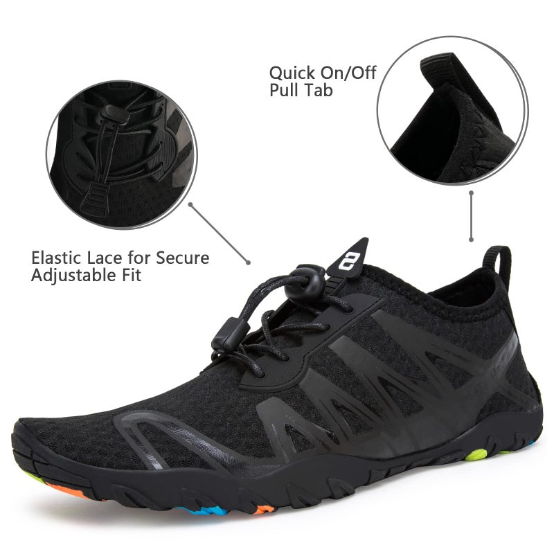 WateLves Women's & Men's Beach Swim Shoes, Quick-Dry Aqua Socks, Pool Shoes for Surf Yoga Water Aerobics (Black, 8.5) - Image 3